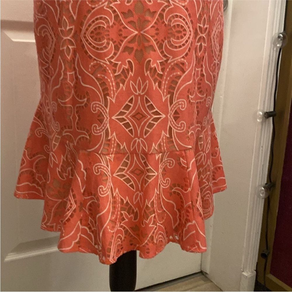 BCBGMaxAzria Pink Patterned High Low Dress, US4 - Picture 10 of 11